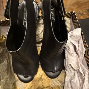 Charlies Black Peep Toe Heels